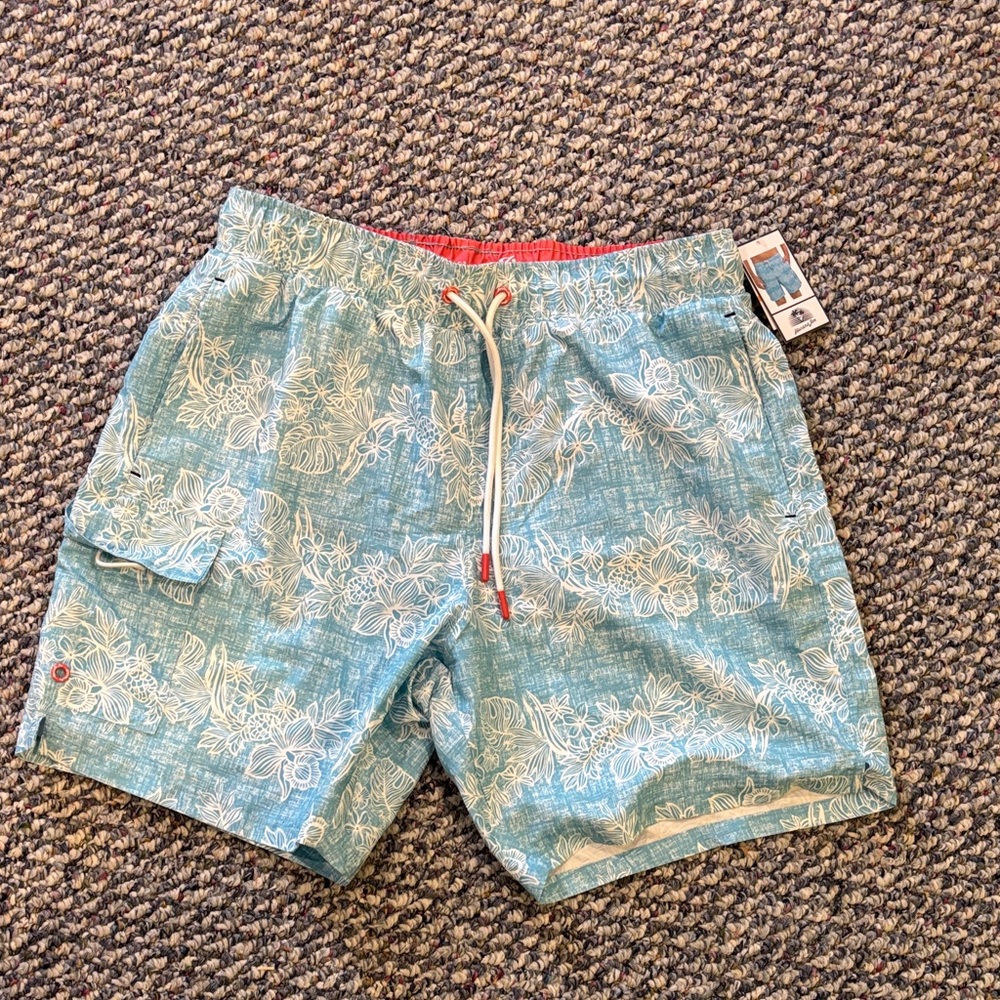 Tropical Floral Light Blue Board Shorts